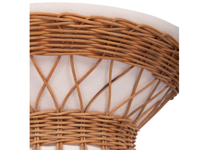 ΒΟΗΘΗΤΙΚΟ ΤΡΑΠΕΖΙ ΣΤΡΟΓΓΥΛΟ DELIA HM18167.02 FIBER CEMENT ΛΕΥΚΟ & RATTAN Φ40x45Υεκ