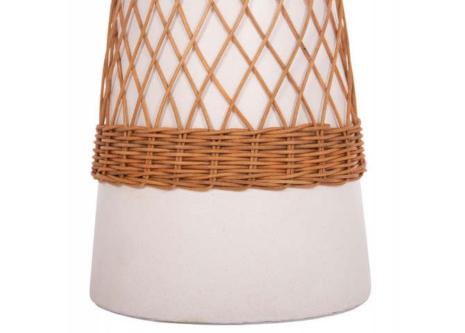 ΒΟΗΘΗΤΙΚΟ ΤΡΑΠΕΖΙ ΣΤΡΟΓΓΥΛΟ DELIA HM18167.02 FIBER CEMENT ΛΕΥΚΟ & RATTAN Φ40x45Υεκ