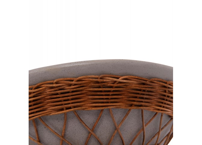 ΒΟΗΘΗΤΙΚΟ ΤΡΑΠΕΖΙ ΣΤΡΟΓΓΥΛΟ DELIA HM18167.03 FIBER CEMENT ΓΚΡΙ & RATTAN Φ40x45Υεκ