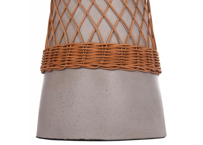 ΒΟΗΘΗΤΙΚΟ ΤΡΑΠΕΖΙ ΣΤΡΟΓΓΥΛΟ DELIA HM18167.03 FIBER CEMENT ΓΚΡΙ & RATTAN Φ40x45Υεκ