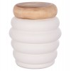 ΤΡΑΠΕΖΙ ΒΟΗΘΗΤΙΚΟ PUFFAT HM18172.02 FIBER CEMENT ΛΕΥΚΟ- ΞΥΛΟ TEAK TOP Φ45x46Υεκ.