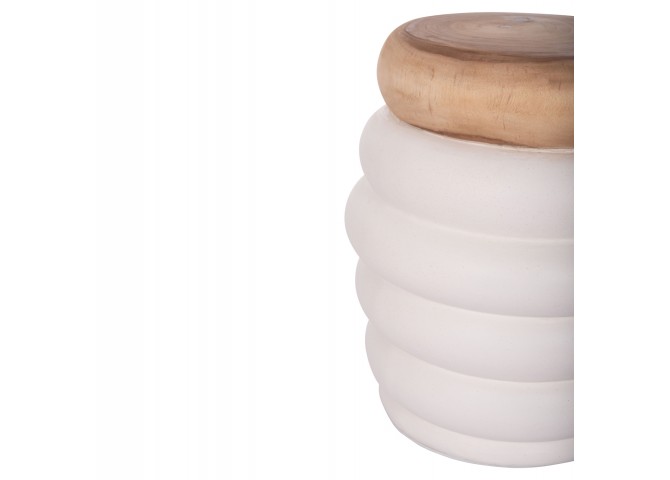 ΤΡΑΠΕΖΙ ΒΟΗΘΗΤΙΚΟ PUFFAT HM18172.02 FIBER CEMENT ΛΕΥΚΟ- ΞΥΛΟ TEAK TOP Φ45x46Υεκ.