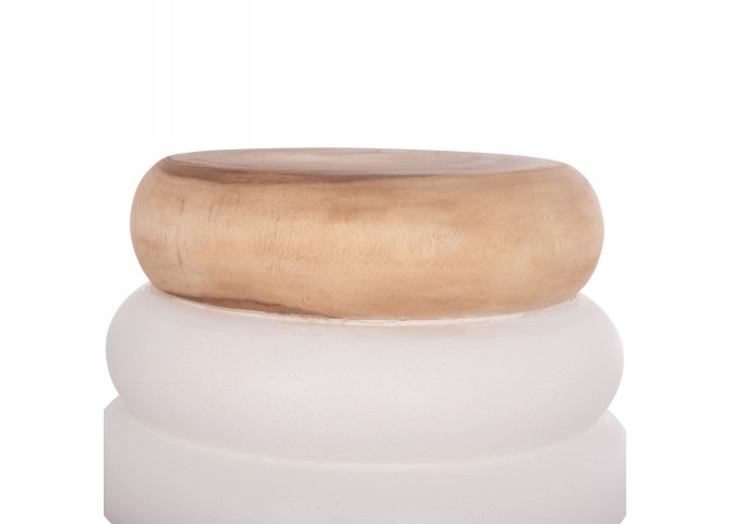 ΤΡΑΠΕΖΙ ΒΟΗΘΗΤΙΚΟ PUFFAT HM18172.02 FIBER CEMENT ΛΕΥΚΟ- ΞΥΛΟ TEAK TOP Φ45x46Υεκ.