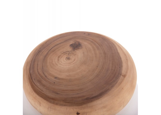 ΤΡΑΠΕΖΙ ΒΟΗΘΗΤΙΚΟ PUFFAT HM18172.02 FIBER CEMENT ΛΕΥΚΟ- ΞΥΛΟ TEAK TOP Φ45x46Υεκ.