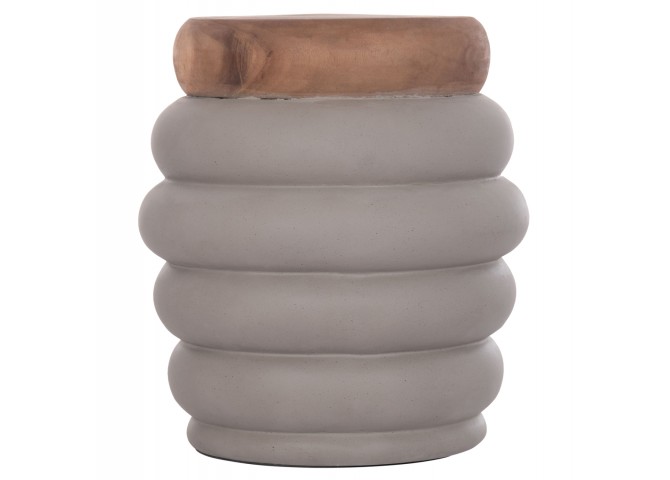ΤΡΑΠΕΖΙ ΒΟΗΘΗΤΙΚΟ PUFFAT HM18172.03 FIBER CEMENT ΓΚΡΙ- ΞΥΛΟ TEAK TOP Φ45x46Υεκ.