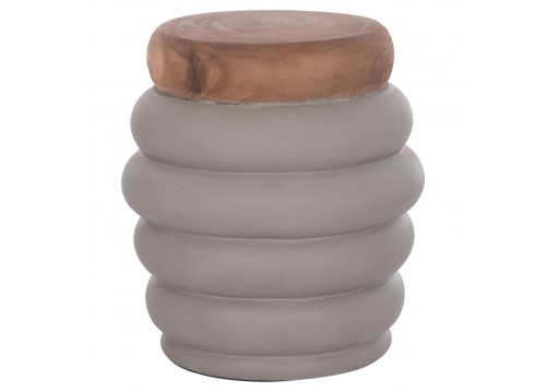 ΤΡΑΠΕΖΙ ΒΟΗΘΗΤΙΚΟ PUFFAT HM18172.03 FIBER CEMENT ΓΚΡΙ- ΞΥΛΟ TEAK TOP Φ45x46Υεκ.
