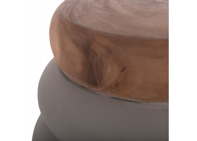 ΤΡΑΠΕΖΙ ΒΟΗΘΗΤΙΚΟ PUFFAT HM18172.03 FIBER CEMENT ΓΚΡΙ- ΞΥΛΟ TEAK TOP Φ45x46Υεκ.