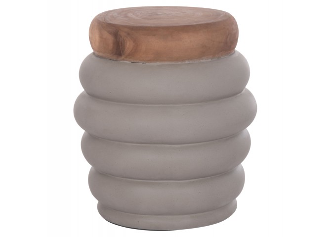 ΤΡΑΠΕΖΙ ΒΟΗΘΗΤΙΚΟ PUFFAT HM18172.03 FIBER CEMENT ΓΚΡΙ- ΞΥΛΟ TEAK TOP Φ45x46Υεκ.