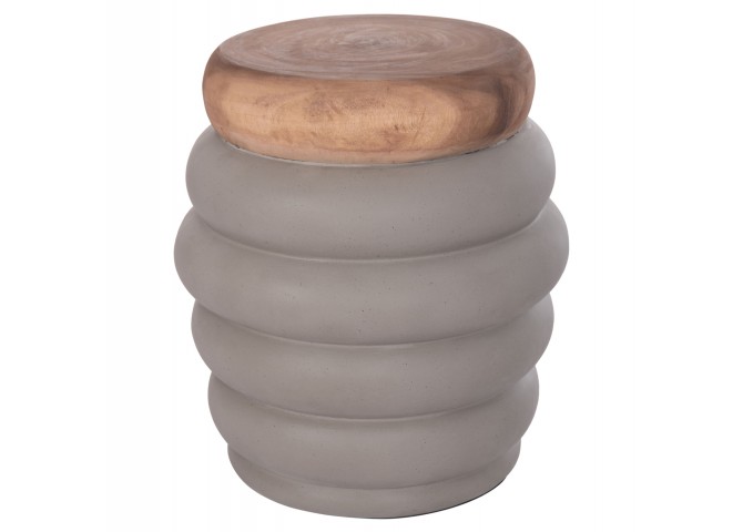 ΤΡΑΠΕΖΙ ΒΟΗΘΗΤΙΚΟ PUFFAT HM18172.03 FIBER CEMENT ΓΚΡΙ- ΞΥΛΟ TEAK TOP Φ45x46Υεκ.