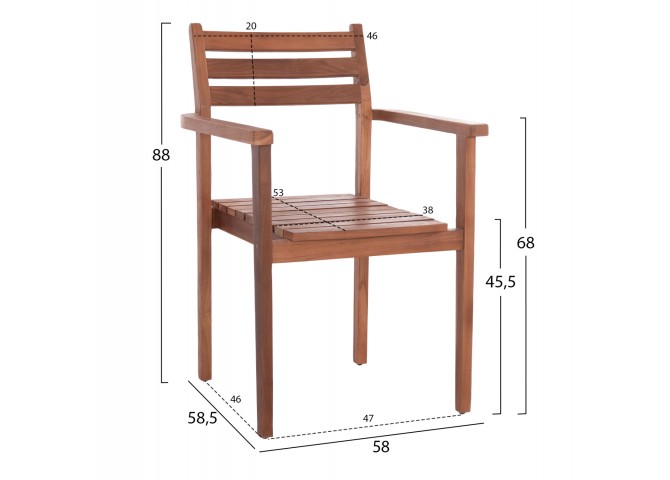 ΠΟΛΥΘΡΟΝΑ KEMPO HM6358 ΞΥΛΟ TEAK ΣΕ ΦΥΣΙΚΟ--58x58,5x88Υεκ.