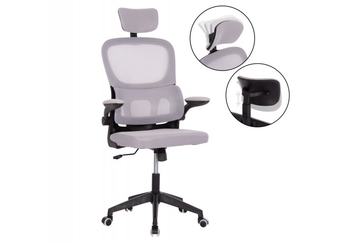 ΚΑΡΕΚΛΑ ΓΡΑΦΕΙΟΥ BASTON HM18236.02 ΓΚΡΙ MESH & ΜΑΥΡΟ PP ΣΚΕΛΕΤΟΣ 64x60x127Υεκ.