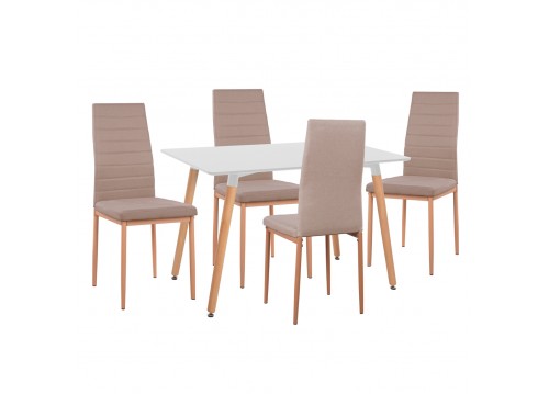 ΣΕΤ ΤΡΑΠΕΖΑΡΙΑΣ 5ΤΜΧ MINIMAL HM11767 ΛΕΥΚΟ MDF-ΜΠΕΖ ΥΦΑΣΜΑ