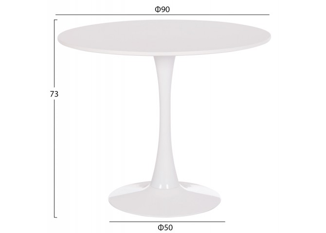 ΤΡΑΠΕΖΙ ΣΤΡΟΓΓΥΛΟ BROLIN HM18141.01 MDF TOP-ΒΑΣΗ ΜΕΤΑΛΛΙΚΗ--ΛΕΥΚΟ Φ90x73Υεκ