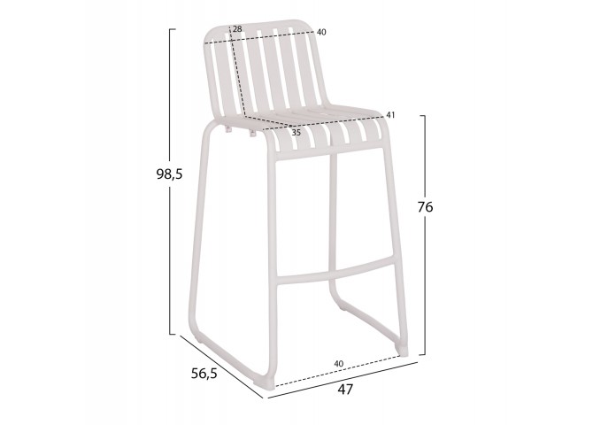 ΣΚΑΜΠΟ ΜΠΑΡ ΑΛΟΥΜΙΝΙΟΥ RACHEL HM6341.02 ΛΕΥΚΟ 47x56,5x98,5Υεκ.