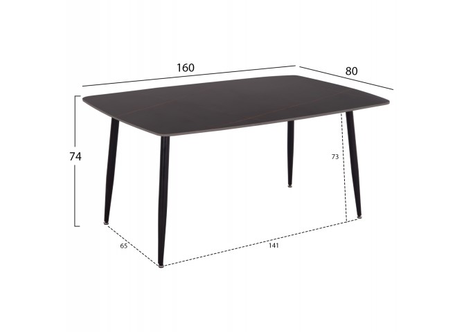 ΤΡΑΠΕΖΙ RAVEN HM18150.02 ΚΕΡΑΜΙΚΟ TOP ΜΕ ΟΨΗ ΜΑΥΡΟ ΜΑΡΜΑΡΟ 160x80x74Υεκ.