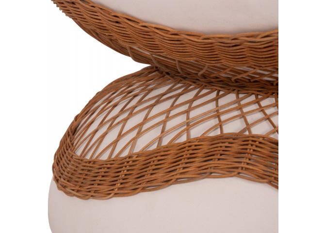 ΤΡΑΠΕΖΙ ΣΑΛΟΝΙΟΥ ANNA HM18157.02 FIBER CEMENT ΛΕΥΚΟ-ΦΥΣΙΚΟ RATTAN--Φ92x44.5Υεκ