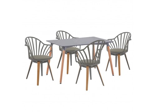 ΣΕΤ ΤΡΑΠΕΖΑΡΙΑΣ 5ΤΜΧ ANAIS HM21176 MDF TOP ΣΕ ΓΚΡΙ--P.P. & PU ΣΕ ΓΚΡΙ