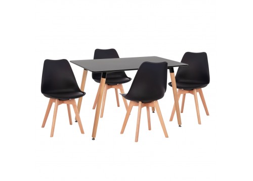 ΣΕΤ ΤΡΑΠΕΖΑΡΙΑΣ 5ΤΜΧ VEGAS HM21185 MDF TOP ΣΕ ΜΑΥΡΟ--ΠΟΔΙΑ ΟΞΙΑΣ
