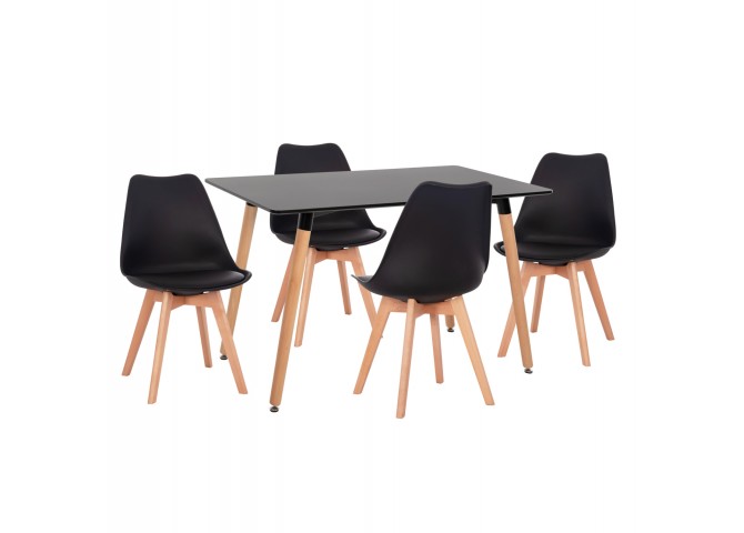 ΣΕΤ ΤΡΑΠΕΖΑΡΙΑΣ 5ΤΜΧ VEGAS HM21185 MDF TOP ΣΕ ΜΑΥΡΟ--ΠΟΔΙΑ ΟΞΙΑΣ