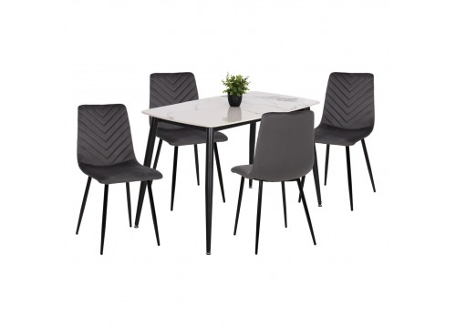 ΣΕΤ ΤΡΑΠΕΖΑΡΙΑΣ 5ΤΜΧ LATRELL HM21192 ΤΡΑΠΕΖΙ ΚΕΡΑΜΙΚΟ TOP-ΒΕΛΟΥΔΟ ΓΚΡΙ ΚΑΡΕΚΛΕΣ