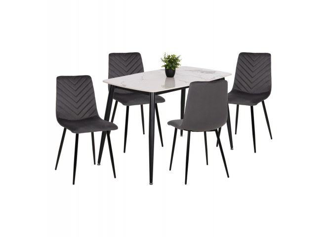 ΣΕΤ ΤΡΑΠΕΖΑΡΙΑΣ 5ΤΜΧ LATRELL HM21192 ΤΡΑΠΕΖΙ ΚΕΡΑΜΙΚΟ TOP-ΒΕΛΟΥΔΟ ΓΚΡΙ ΚΑΡΕΚΛΕΣ