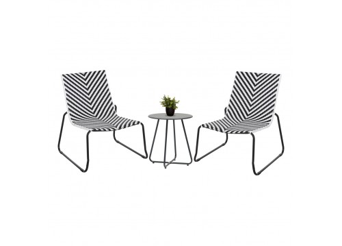 ΣΕΤ LOUNGE 3TMX ΕΞ.ΧΩΡΟΥ PONY HM21193 ΜΕΤΑΛΛΟ ΣΕ ΓΚΡΙ--ΣΥΝΘ.RATTAN ΣΕ ΛΕΥΚΟ-ΜΑΥΡΟ