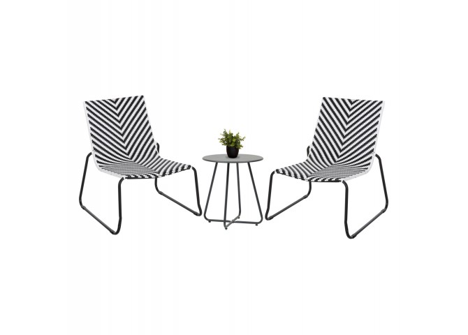 ΣΕΤ LOUNGE 3TMX ΕΞ.ΧΩΡΟΥ PONY HM21193 ΜΕΤΑΛΛΟ ΣΕ ΓΚΡΙ--ΣΥΝΘ.RATTAN ΣΕ ΛΕΥΚΟ-ΜΑΥΡΟ