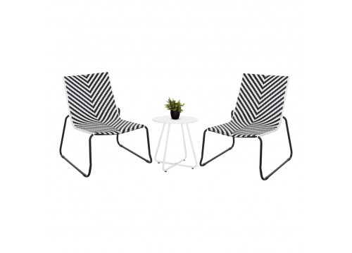 ΣΕΤ LOUNGE 3TMX ΕΞ.ΧΩΡΟΥ PONY HM21193.02 ΜΕΤΑΛΛΟ ΚΑΙ ΣΥΝΘ.RATTAN ΣΕ ΛΕΥΚΟ-ΜΑΥΡΟ
