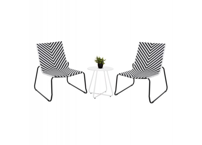 ΣΕΤ LOUNGE 3TMX ΕΞ.ΧΩΡΟΥ PONY HM21193.02 ΜΕΤΑΛΛΟ ΚΑΙ ΣΥΝΘ.RATTAN ΣΕ ΛΕΥΚΟ-ΜΑΥΡΟ