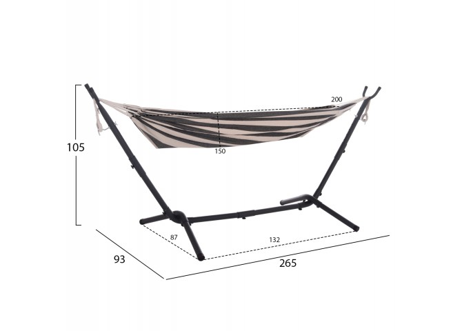 ΑΙΩΡΑ CRAVE HM6304.03 ΑΝΘΡΑΚΙ ΜΕΤΑΛ. ΣΚΕΛΕΤΟΣ--ΜΠΛΕ ΠΑΝΙ ΜΕ ΛΕΥΚΗ ΡΙΓΑ 265x93x105Υεκ