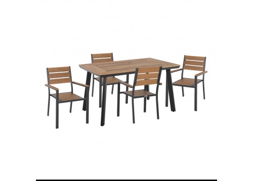 ΣΕΤ ΤΡΑΠΕΖΑΡΙΑΣ TABER HM21197 ΤΡΑΠΕΖΙ & 4 ΠΟΛΥΘΡΟΝΕΣ-ΑΛΟΥΜΙΝΙΟ & POLYWOOD-ΑΝΘΡΑΚΙ