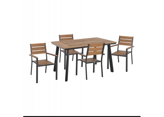 ΣΕΤ ΤΡΑΠΕΖΑΡΙΑΣ TABER HM21197 ΤΡΑΠΕΖΙ & 4 ΠΟΛΥΘΡΟΝΕΣ-ΑΛΟΥΜΙΝΙΟ & POLYWOOD-ΑΝΘΡΑΚΙ