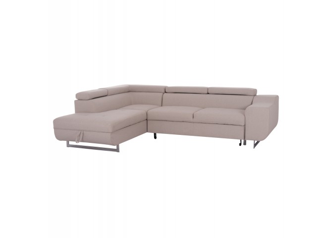 ΓΩΝΙΑΚΟΣ ΚΑΝΑΠΕΣ-ΚΡΕΒΑΤΙ ΜΕ ΑΠΟΘ.ΧΩΡΟ ENCORE HM3301.03L ΜΠΕΖ ΥΦΑΣΜΑ 285x205x90Υεκ.