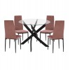 ΣΕΤ ΤΡΑΠΕΖΑΡΙΑΣ 5ΤΜΧ LADY HM21199.02 ΓΥΑΛΙ--ΜΕΤΑΛΛΟ ΣΕ ΜΑΥΡΟ & ΒΕΛΟΥΔΟ ΣΑΠΙΟ ΜΗΛΟ