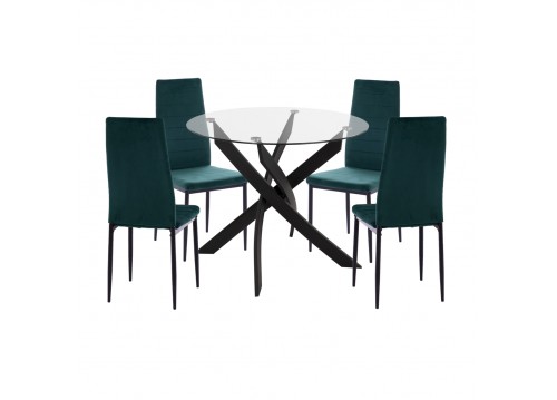 ΣΕΤ ΤΡΑΠΕΖΑΡΙΑΣ 5ΤΜΧ LADY HM21199.03 ΓΥΑΛΙ--ΜΕΤΑΛΛΟ ΣΕ ΜΑΥΡΟ & ΒΕΛΟΥΔΟ ΚΥΠΑΡΙΣΣΙ