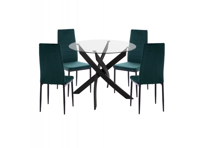 ΣΕΤ ΤΡΑΠΕΖΑΡΙΑΣ 5ΤΜΧ LADY HM21199.03 ΓΥΑΛΙ--ΜΕΤΑΛΛΟ ΣΕ ΜΑΥΡΟ & ΒΕΛΟΥΔΟ ΚΥΠΑΡΙΣΣΙ