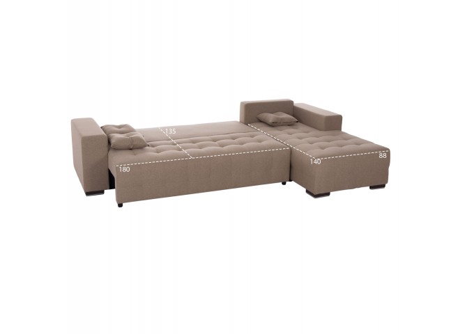 ΓΩΝΙΑΚΟΣ ΚΑΝΑΠΕΣ-ΚΡΕΒΑΤΙ ΜΕ ΑΠΟΘ.ΧΩΡΟ TRENDSTON HM3302.03R ΜΠΕΖ ΥΦΑΣΜΑ 298x177x95Υεκ