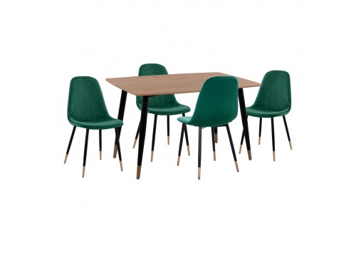 ΣΕΤ ΤΡΑΠΕΖΑΡΙΑΣ 5ΤΜΧ ALIZA HM11196.03 MDF TOP-ΒΕΛΟΥΔΟ ΚΥΠΑΡΙΣΣΙ & ΜΕΤΑΛΛΟ ΜΑΥΡΟ