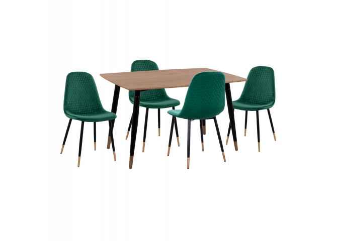 ΣΕΤ ΤΡΑΠΕΖΑΡΙΑΣ 5ΤΜΧ ALIZA HM11196.03 MDF TOP-ΒΕΛΟΥΔΟ ΚΥΠΑΡΙΣΣΙ & ΜΕΤΑΛΛΟ ΜΑΥΡΟ