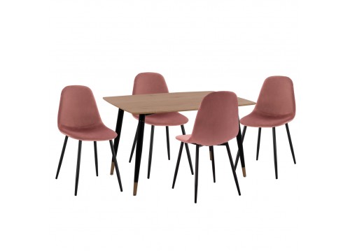 ΣΕΤ ΤΡΑΠΕΖΑΡΙΑΣ 5ΤΜΧ ALIZA HM21201 MDF TOP-ΒΕΛΟΥΔΟ ΣΑΠΙΟ ΜΗΛΟ & ΜΕΤΑΛΛΟ ΜΑΥΡΟ