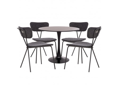 ΣΕΤ ΤΡΑΠΕΖΑΡΙΑΣ 5ΤΜΧ BROLIN HM21200 MDF TOP & ΜΕΤΑΛΛΟ ΜΑΥΡΟ-ΣΚΟΥΡΟ ΓΚΡΙ ΥΦΑΣΜΑ