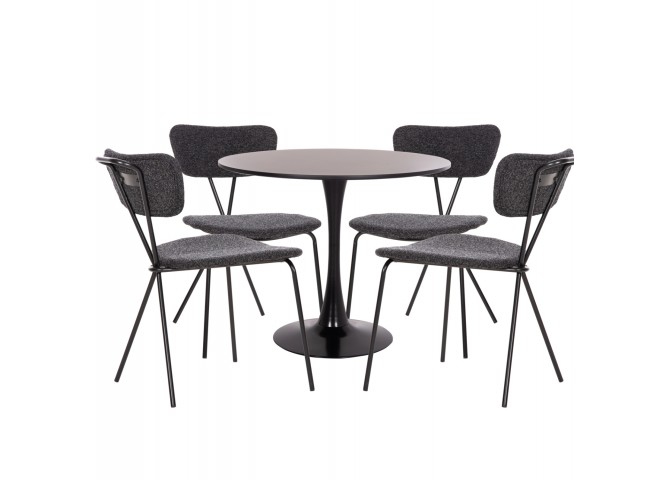 ΣΕΤ ΤΡΑΠΕΖΑΡΙΑΣ 5ΤΜΧ BROLIN HM21200 MDF TOP & ΜΕΤΑΛΛΟ ΜΑΥΡΟ-ΣΚΟΥΡΟ ΓΚΡΙ ΥΦΑΣΜΑ