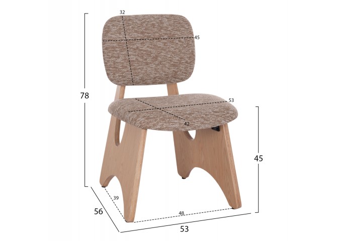 ΚΑΡΕΚΛΑ ΤΡΑΠΕΖΑΡΙΑΣ BELLISI HM18248.01 ΚΑΦΕ ΥΦΑΣΜΑ-PLYWOOD ΧΡΩΜΑ ΔΡΥΟΣ 53x56x78Υεκ.