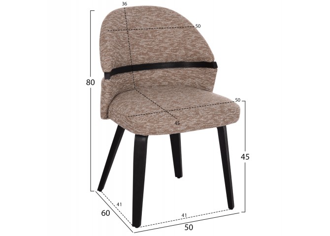 ΚΑΡΕΚΛΑ ΤΡΑΠΕΖΑΡΙΑΣ DEKKER HM18249.03 PLYWOOD ΜΑΥΡΟ--ΥΦΑΣΜΑ ΚΑΦΕ 50x60x80Υεκ.