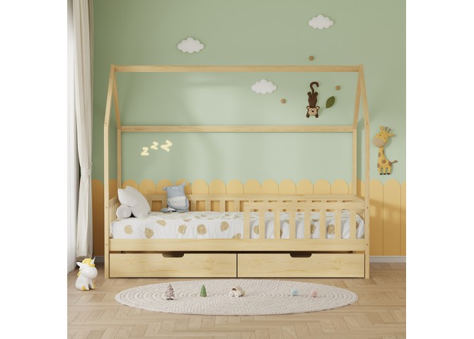 ΚΡΕΒΑΤΙ ΠΑΙΔΙΚΟ ΜΕ ΣΥΡΤΑΡΙΑ PHYLLIS HM724.01 τ.MONTESSORI ΦΥΣΙΚΟ 196x97x161Υεκ.