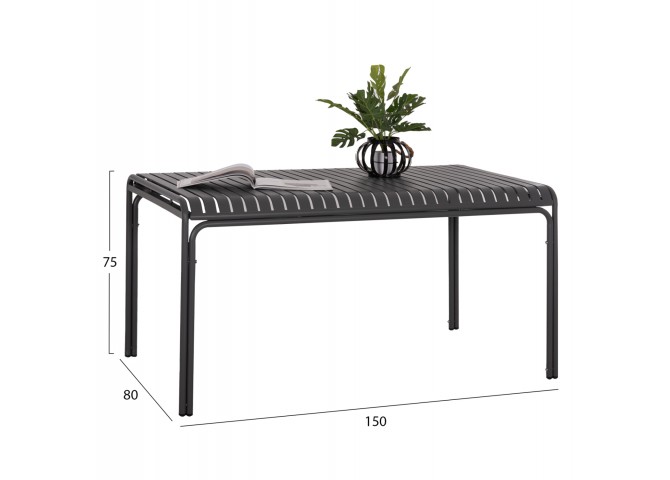ΤΡΑΠΕΖΙ ΑΛΟΥΜΙΝΙΟΥ RACHEL HM6339.01 ΓΚΡΙ 150x80x75Υεκ.