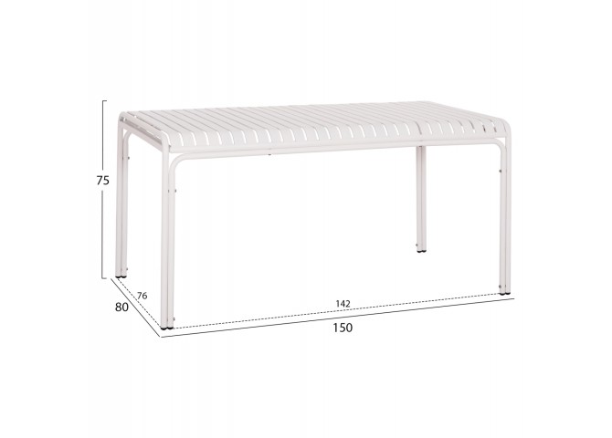 ΤΡΑΠΕΖΙ ΑΛΟΥΜΙΝΙΟΥ RACHEL HM6339.02 ΛΕΥΚΟ 150x80x75Υεκ.