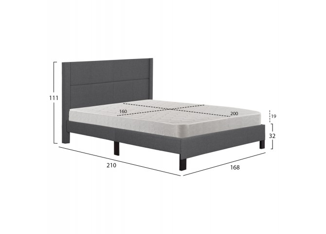 ΚΡΕΒΑΤΙ ΔΙΠΛΟ & ΣΤΡΩΜΑ TRILLOP HM21202.12 ΓΚΡΙ ΥΦΑΣΜΑ--ΓΙΑ 160x200εκ
