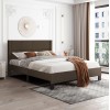 ΚΡΕΒΑΤΙ ΔΙΠΛΟ & ΣΤΡΩΜΑ TRILLOP HM21202.13 ΚΑΦΕ ΥΦΑΣΜΑ--ΓΙΑ 160x200εκ