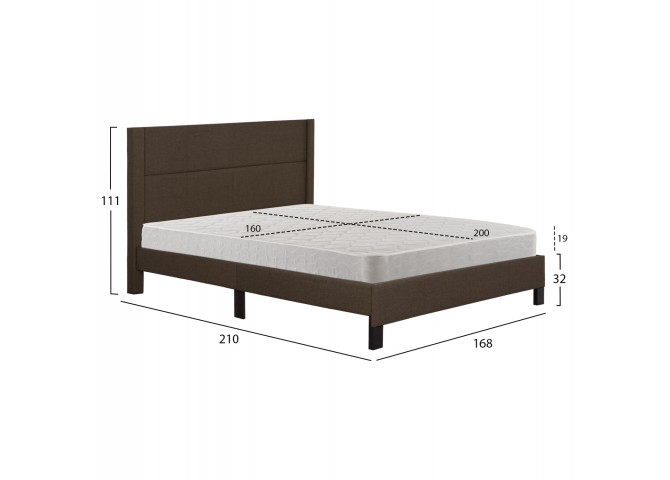 ΚΡΕΒΑΤΙ ΔΙΠΛΟ & ΣΤΡΩΜΑ TRILLOP HM21202.13 ΚΑΦΕ ΥΦΑΣΜΑ--ΓΙΑ 160x200εκ